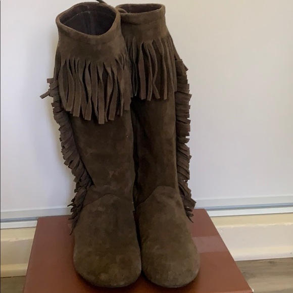 Real Suede Zara fringe boots with studs - Picture 2 of 4
